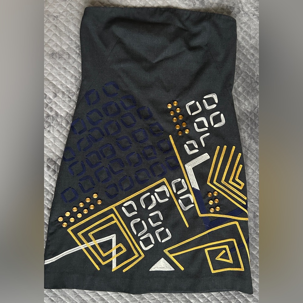 DKNY Wool Embroidered Geometric Dress Size 10